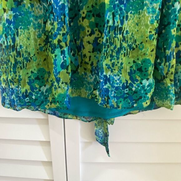 Floral Sleeveless Dress - Blue and Green - Picture 4 of 7